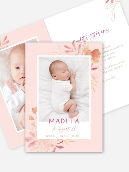 Geburtskarte Blumenkind