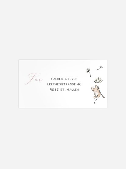 Empfängeraufkleber Geburt Hase & Maus