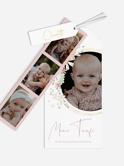 Taufeinladung Blumenbaby