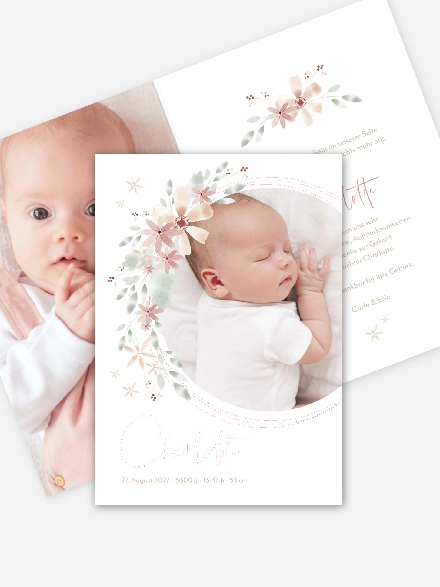 Geburtskarte Blumenbaby