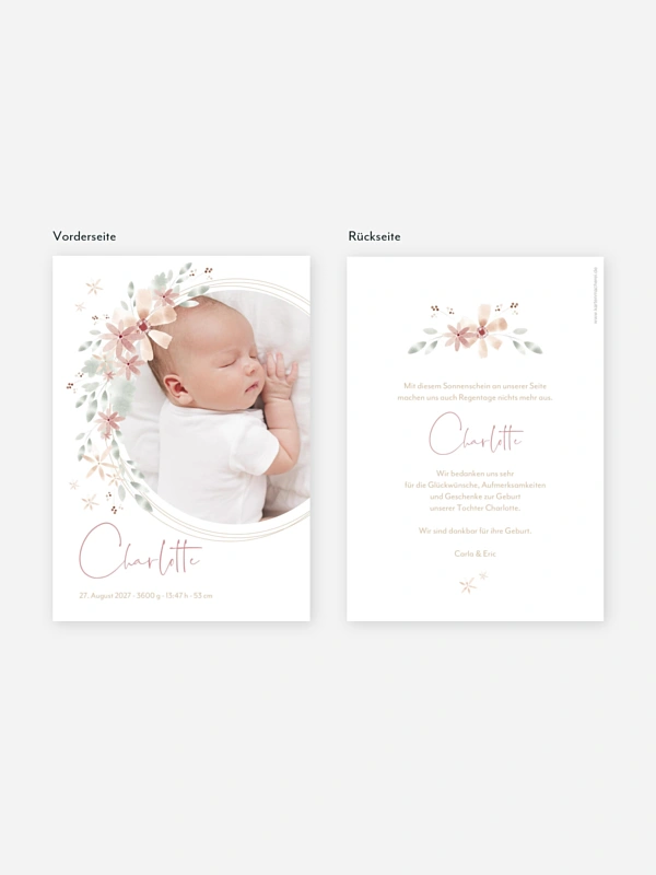 Geburtskarte Blumenbaby