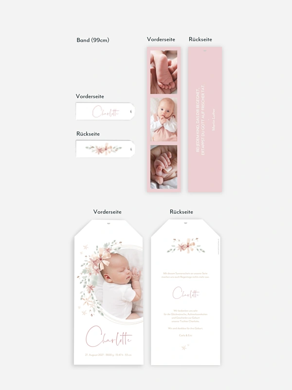 Geburtskarte Blumenbaby