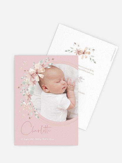Geburtskarte Blumenbaby