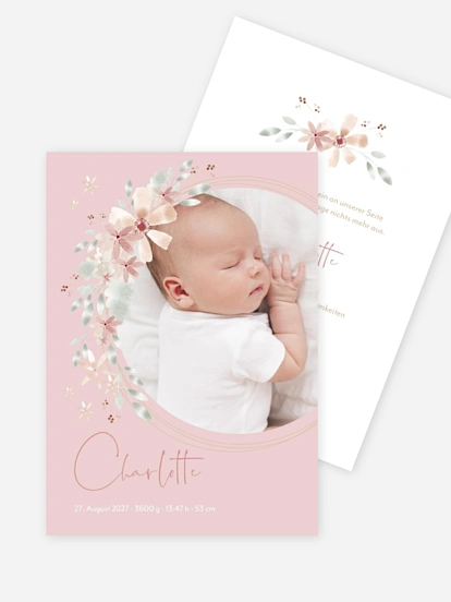 Geburtskarte Blumenbaby