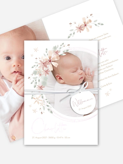 Geburtskarte Blumenbaby
