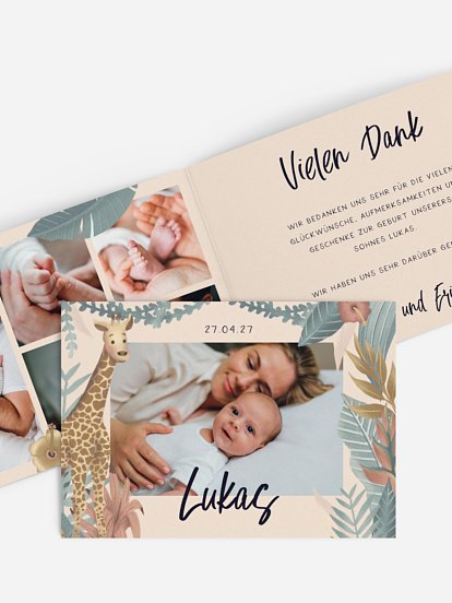 Geburtskarte Tiere im Dschungel