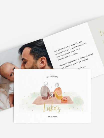 Geburtskarte Glückliche Familie