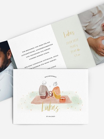 Geburtskarte Glückliche Familie