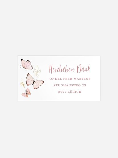 Empfängeraufkleber Geburt Kleine Schmetterlinge