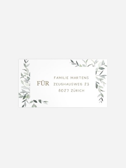 Empfängeraufkleber Geburt Blättertraum