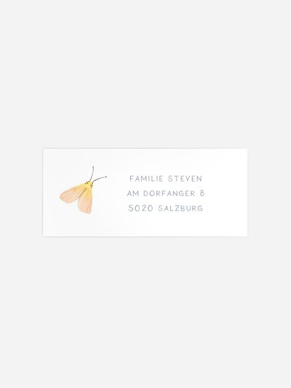 Absenderaufkleber Geburt Butterfly Wreath