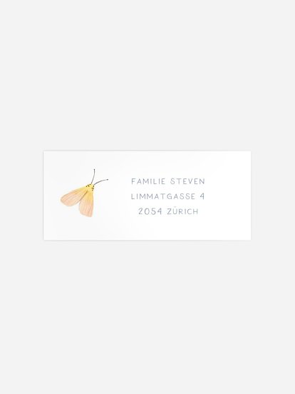 Absenderaufkleber Geburt Butterfly Wreath