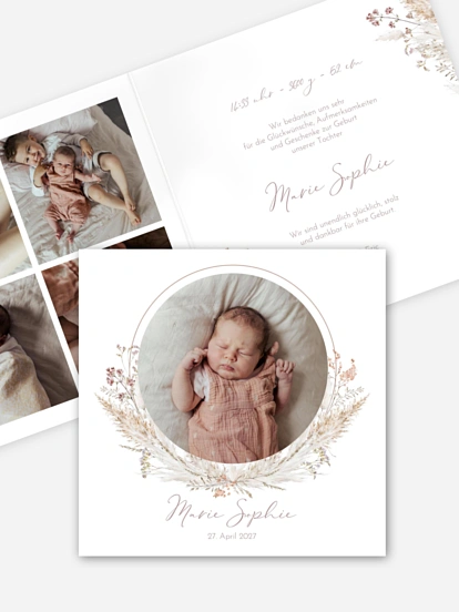 Geburtskarte Filigrane Blumen