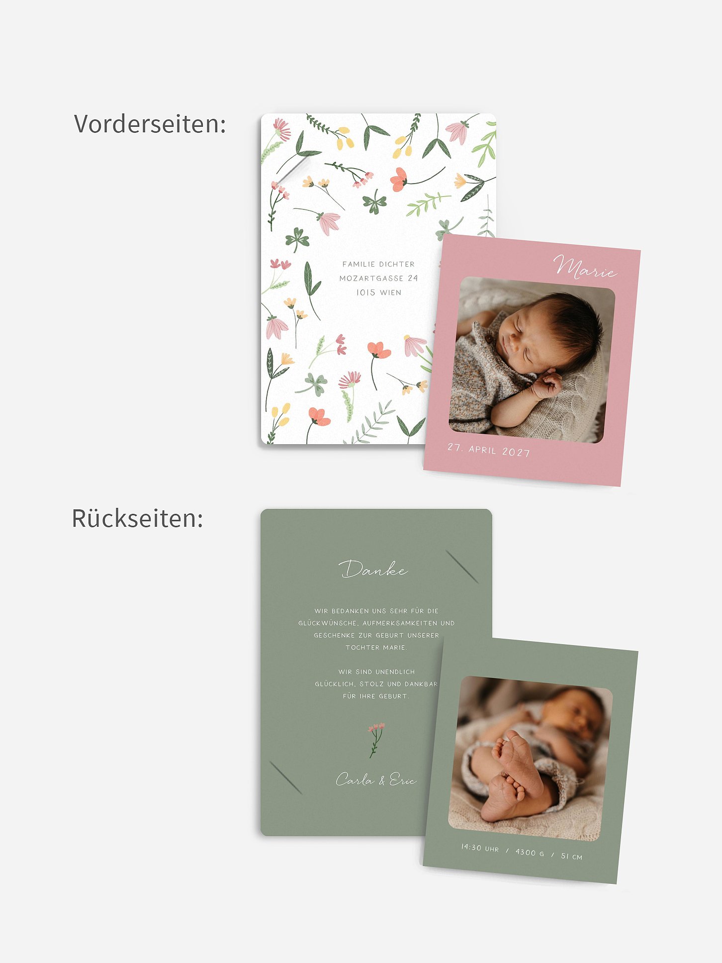 Geburtskarte Frühlingsblumen