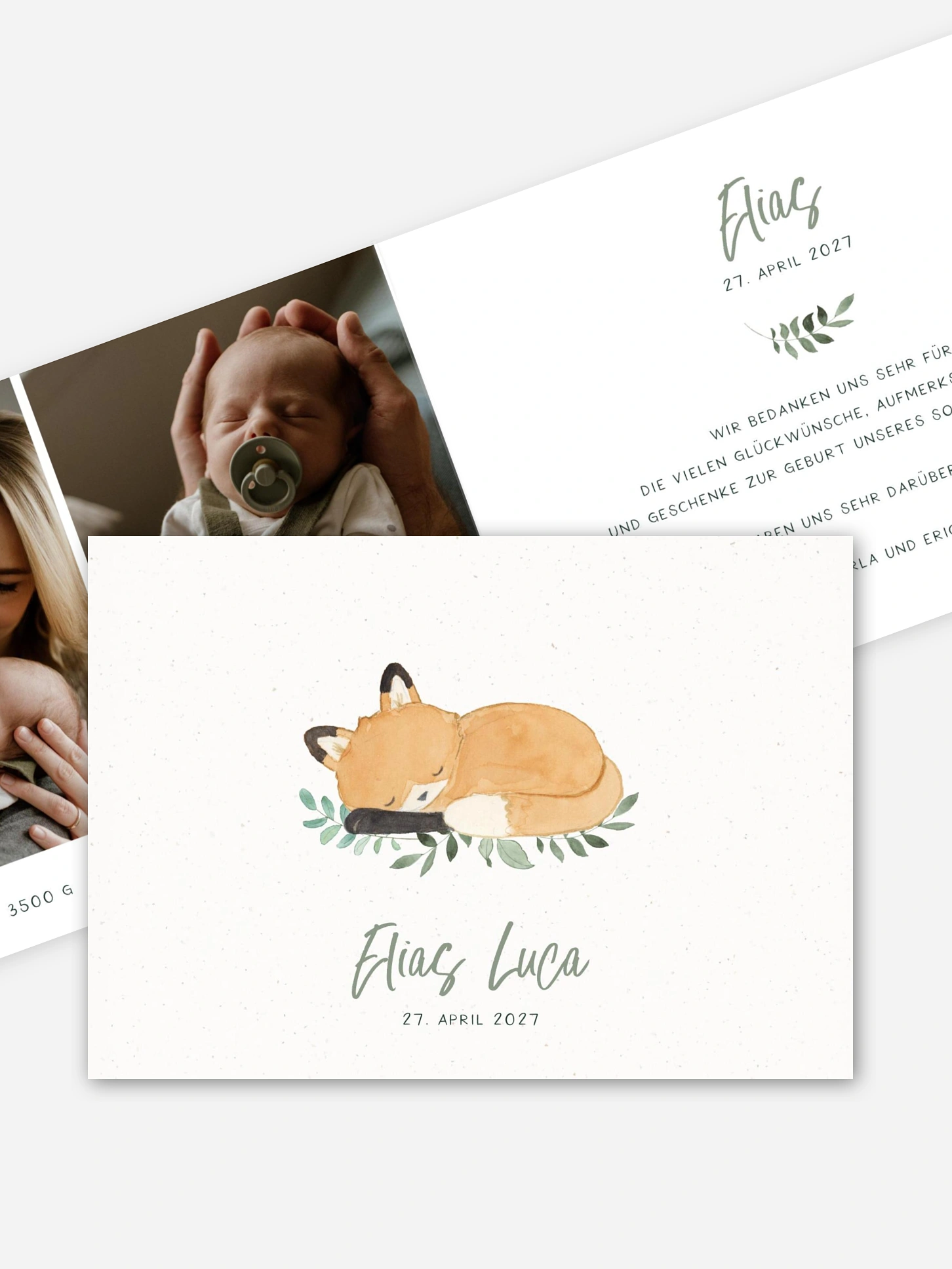 Geburtskarte Babyfuchs
