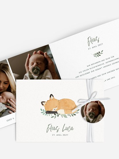 Geburtskarte Babyfuchs