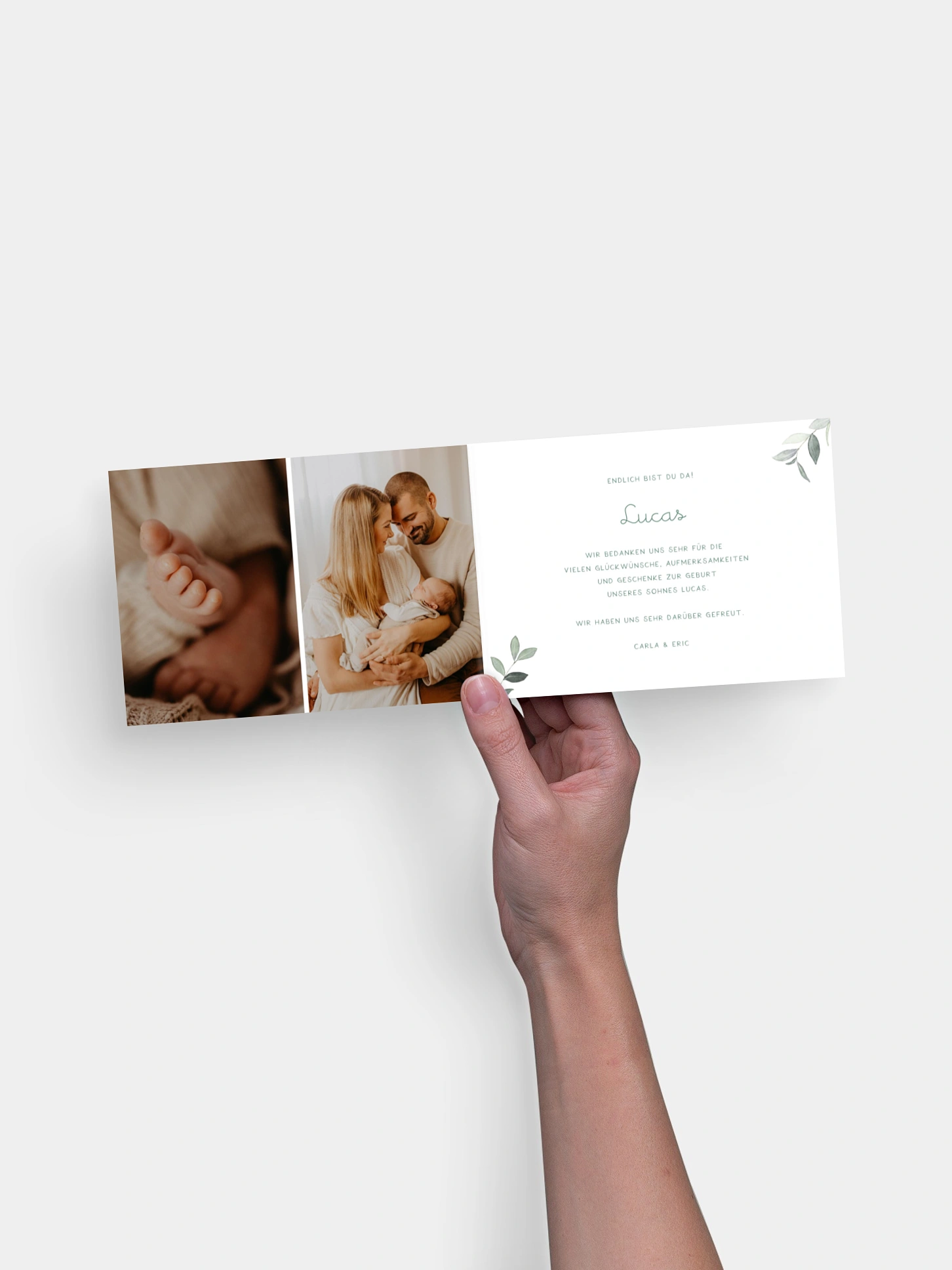 Geburtskarte Greenery Baby