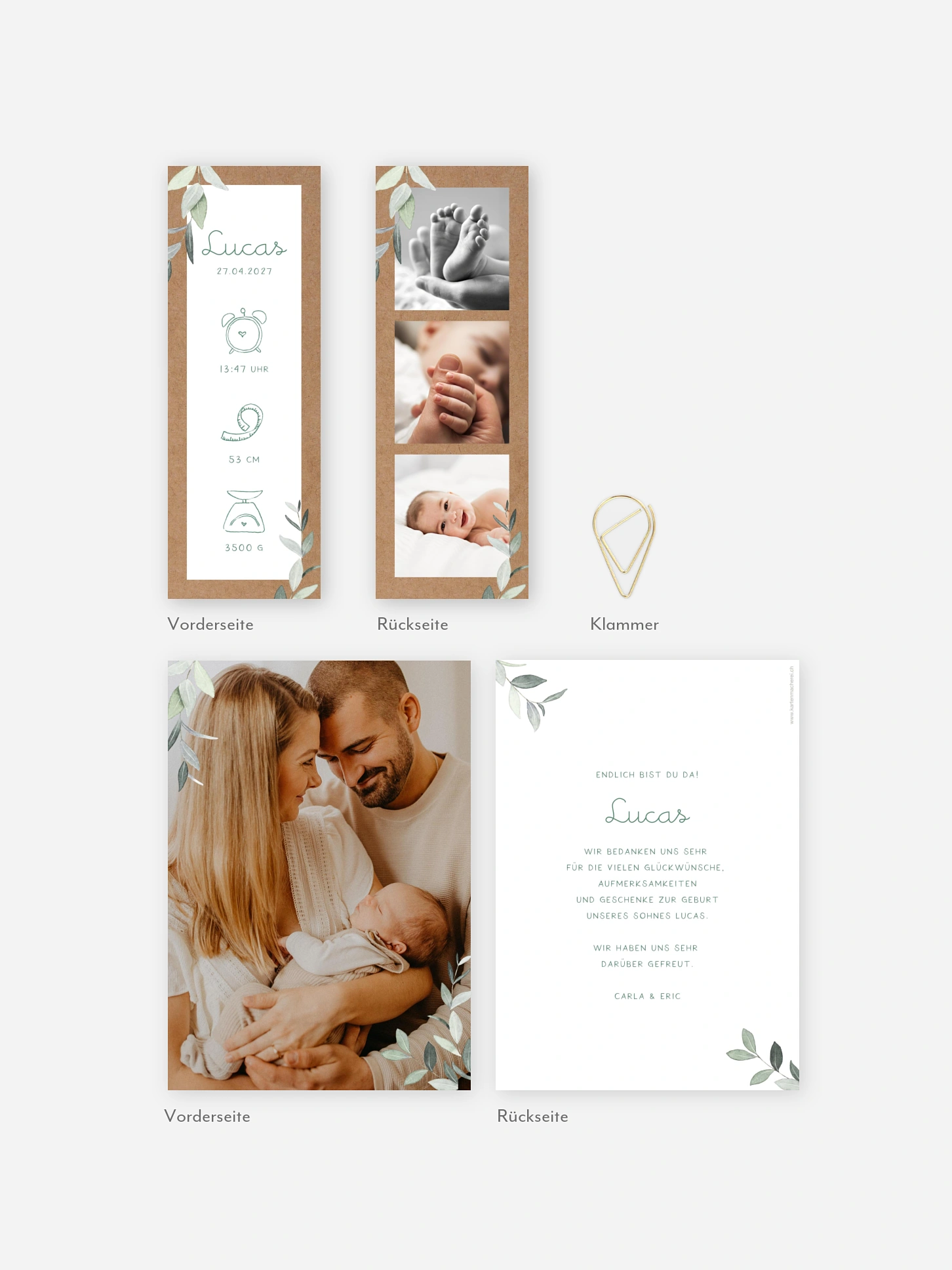 Geburtskarte Greenery Baby