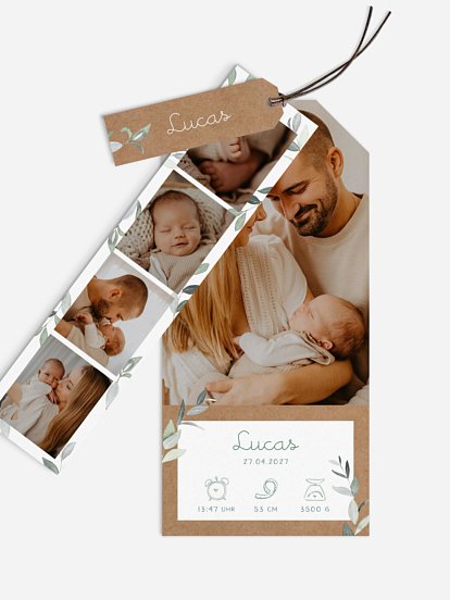 Geburtskarte Greenery Baby