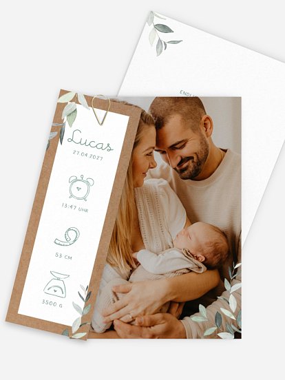 Geburtskarte Greenery Baby