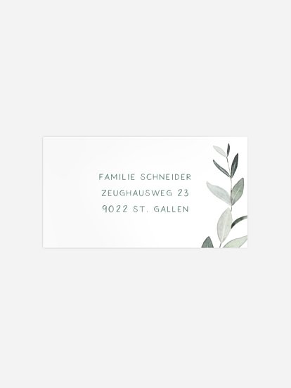 Empfängeraufkleber Geburt Greenery Baby