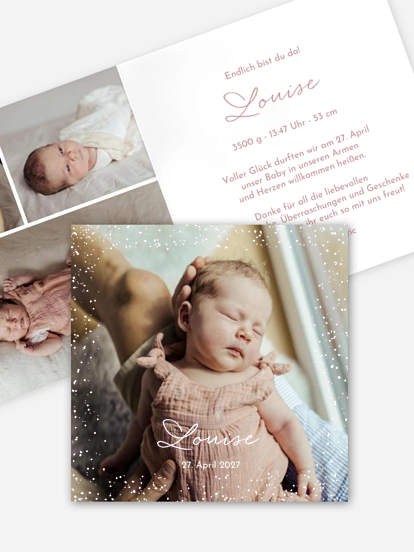 Geburtskarte Glitzerregen