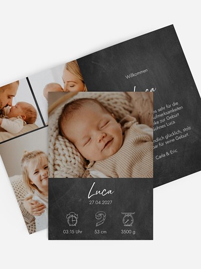 Geburtskarte Schiefertafel