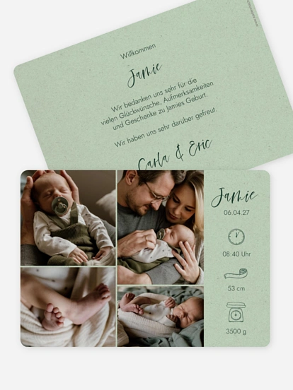 Geburtskarte Picto Photo Collage