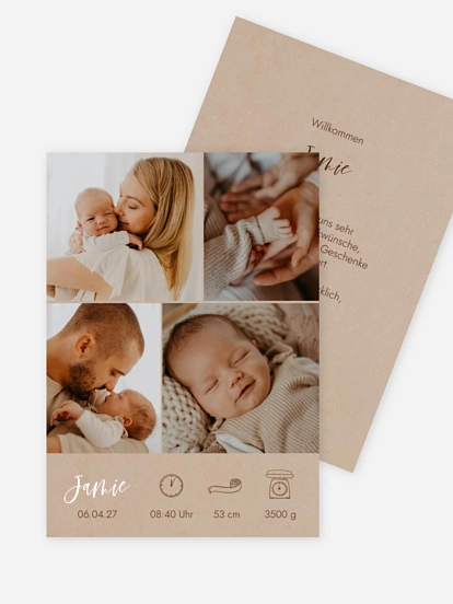 Geburtskarte Picto Photo Collage