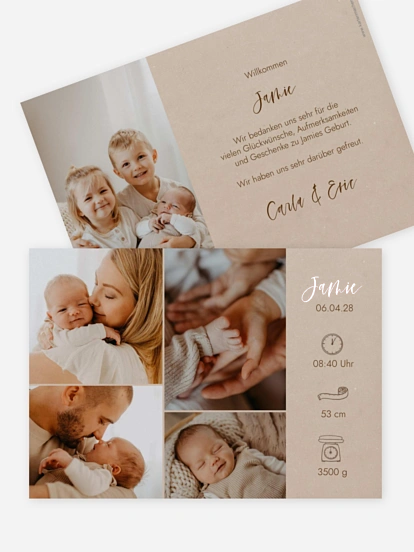 Geburtskarte Picto Photo Collage
