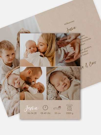 Geburtskarte Picto Photo Collage