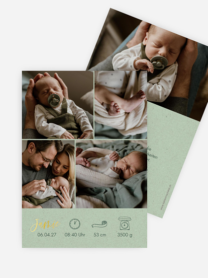 Geburtskarte Picto Photo Collage