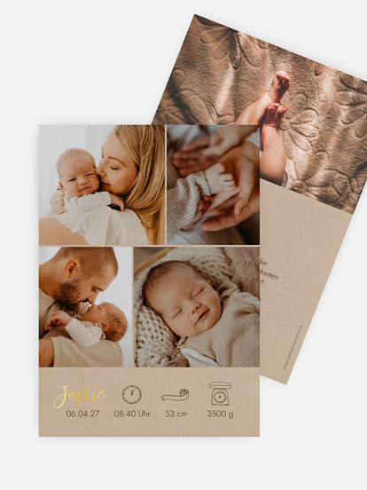 Geburtskarte Picto Photo Collage