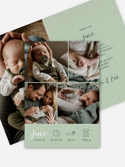 Geburtskarte Picto Photo Collage