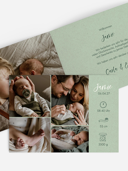 Geburtskarte Picto Photo Collage