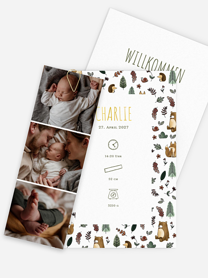 Geburtskarte Waldspaziergang