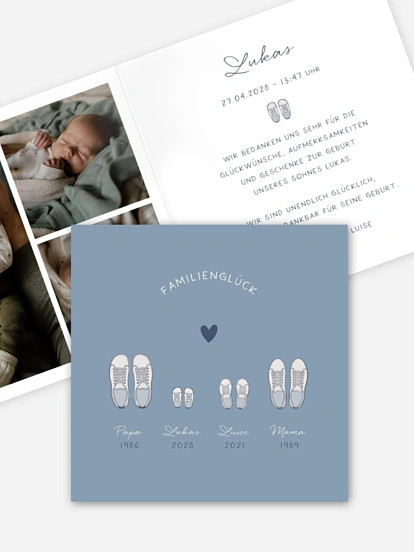 Geburtskarte Wir vier