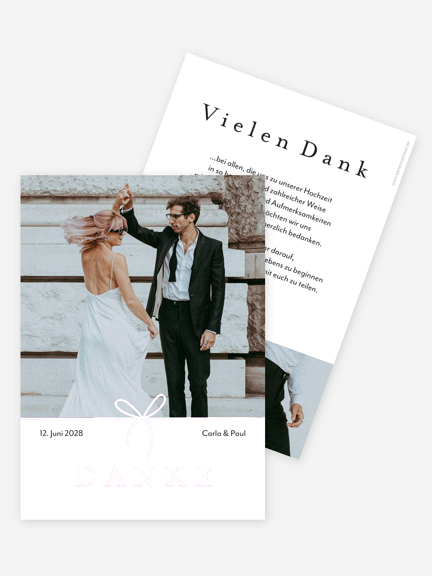 Dankeskarte Hochzeit Kleine Schleife