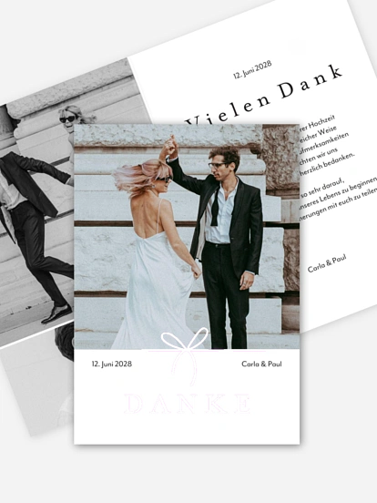 Dankeskarte Hochzeit Kleine Schleife