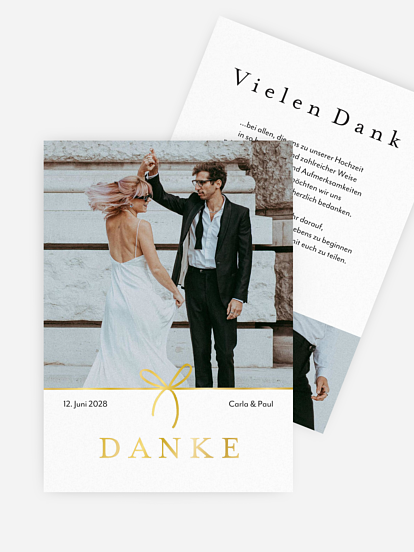 Dankeskarte Hochzeit Kleine Schleife