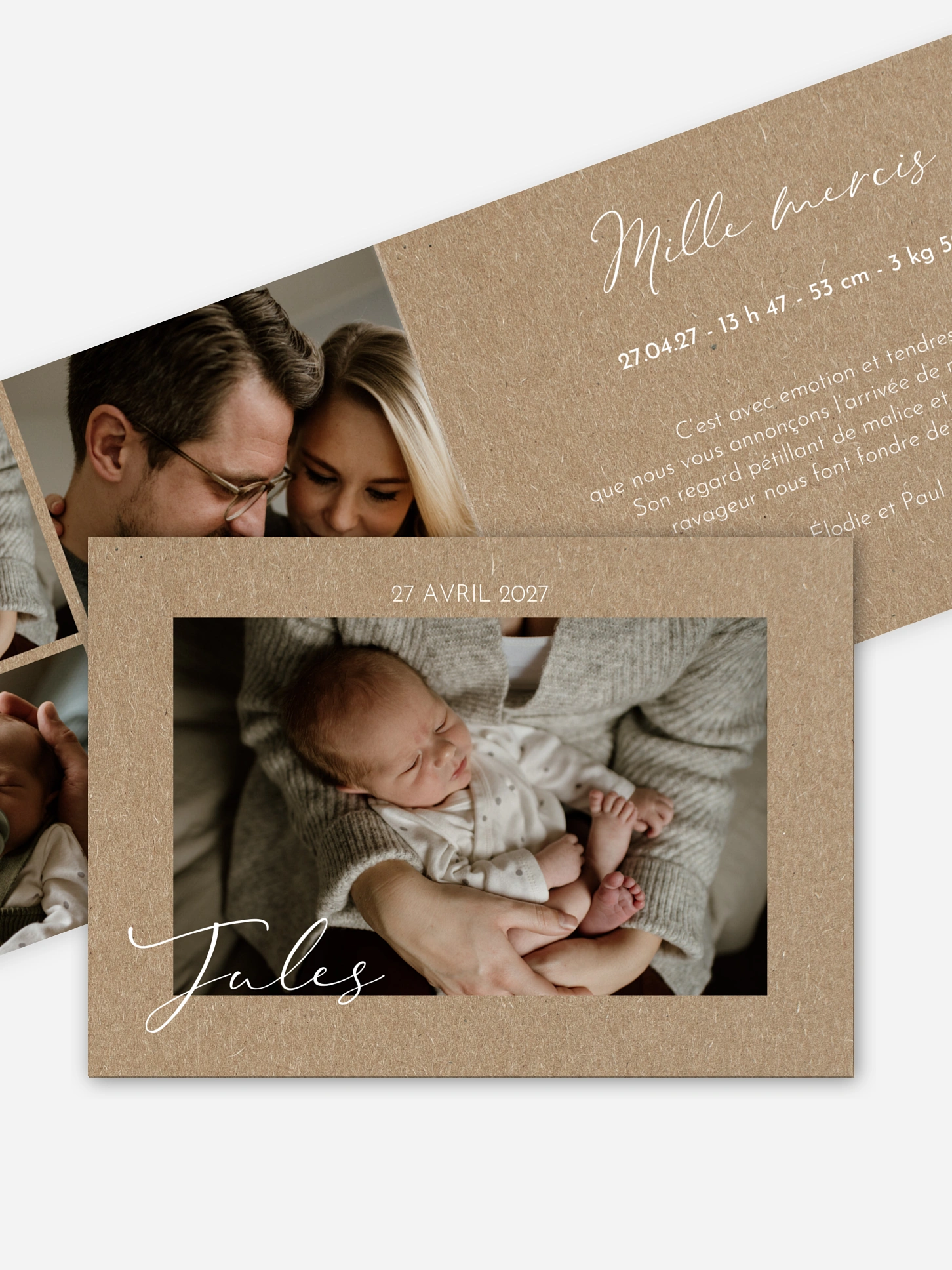 Faire-part naissance Petit toi - papier kraft