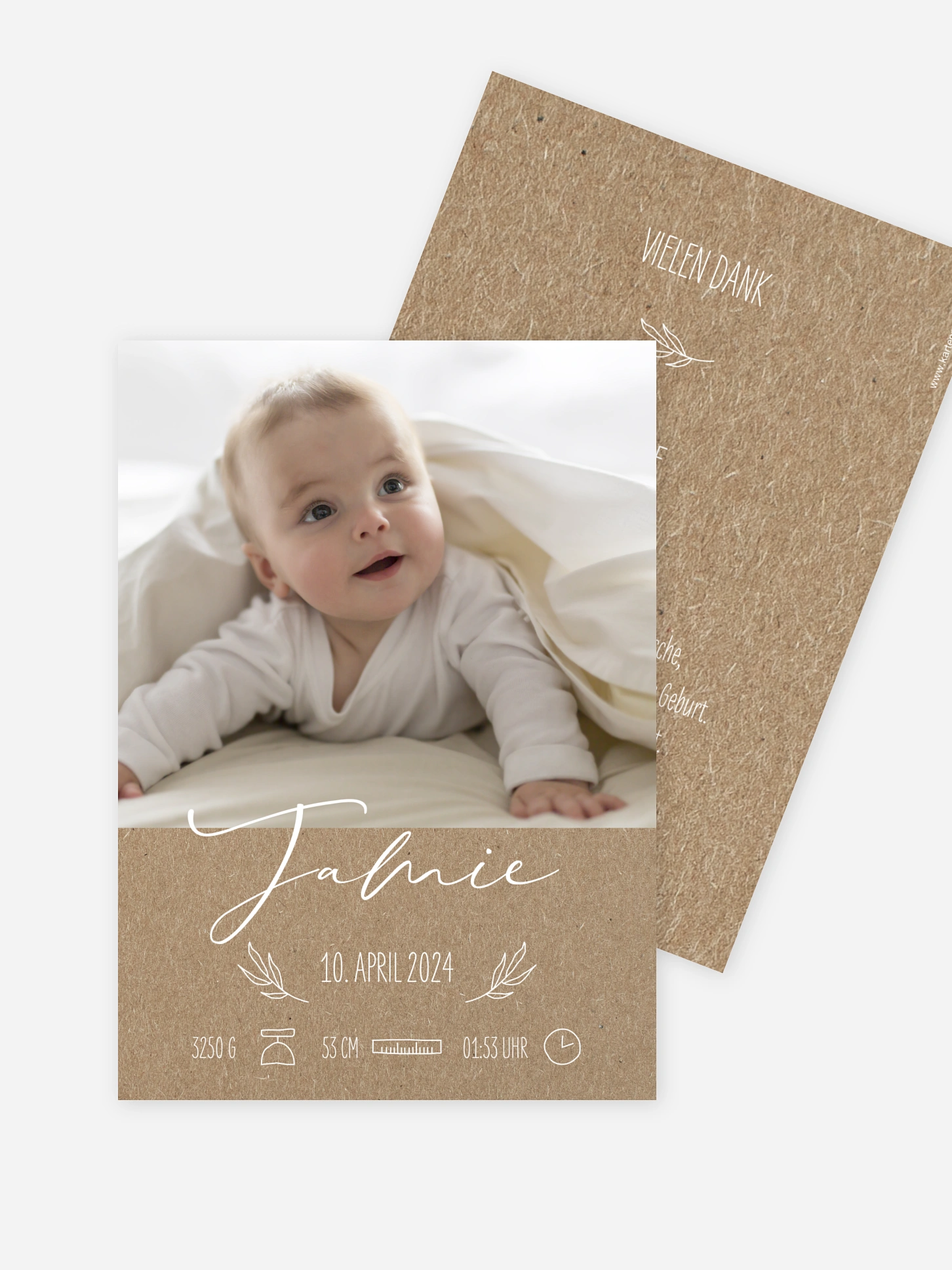 Geburtskarte Natural Kraftpapier