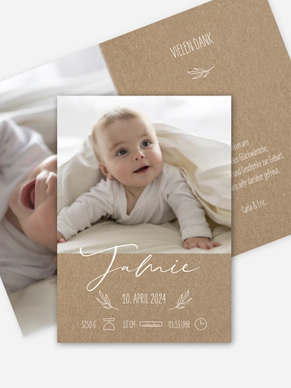 Geburtskarte Natural Kraftpapier
