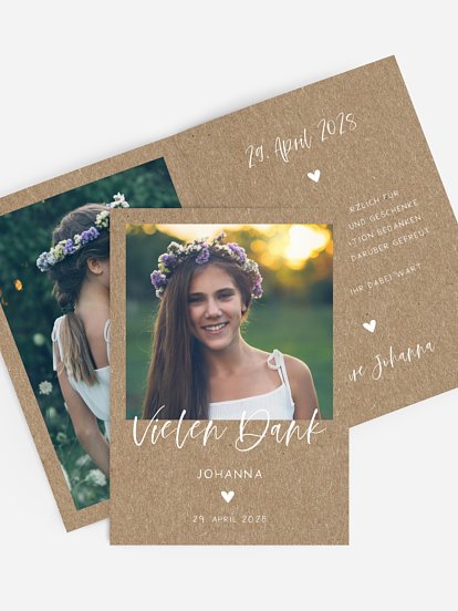 Danksagung Konfirmation Herzensglück Kraftpapier