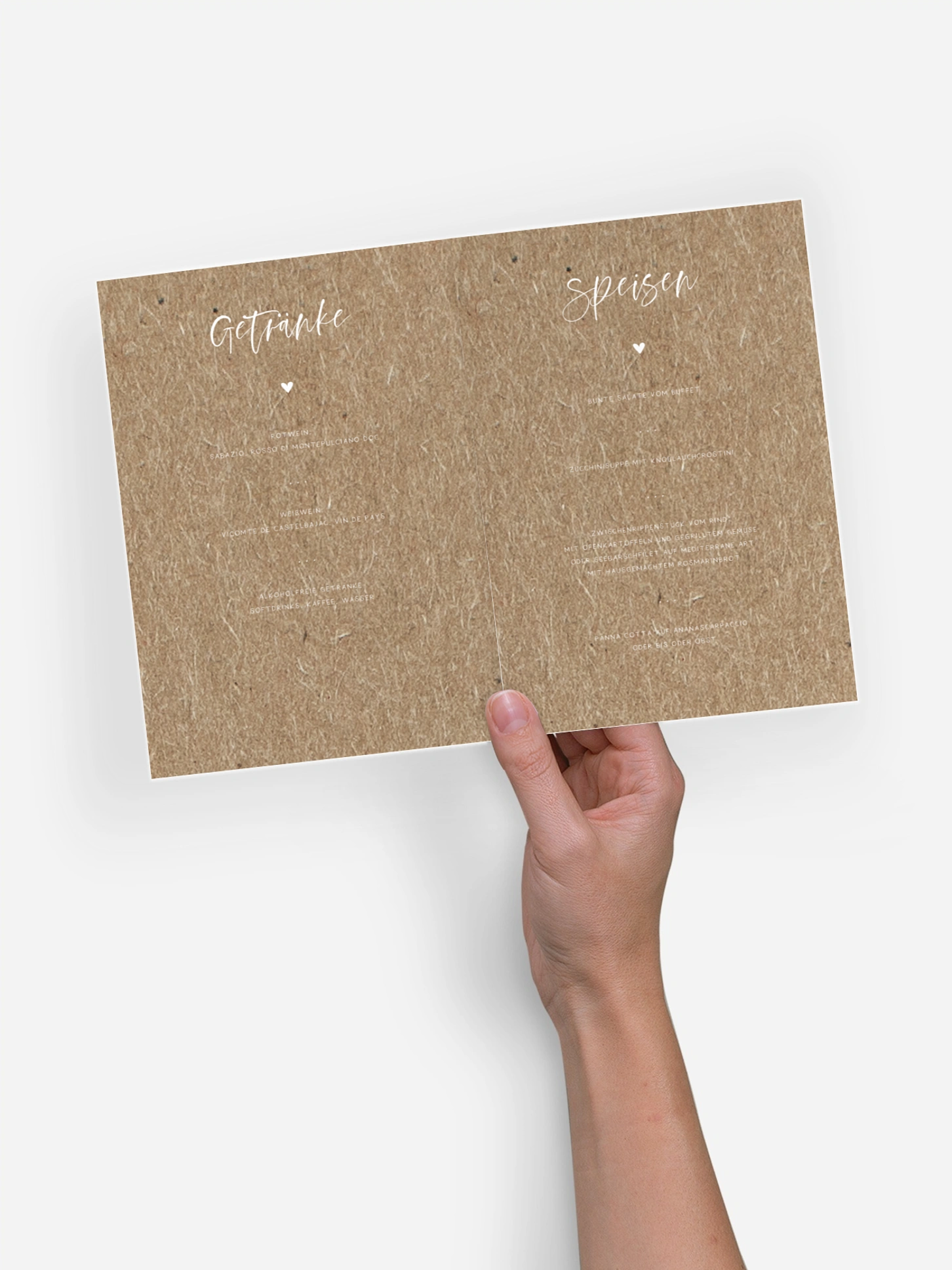 Menükarte Taufe Herzensglück Kraftpapier