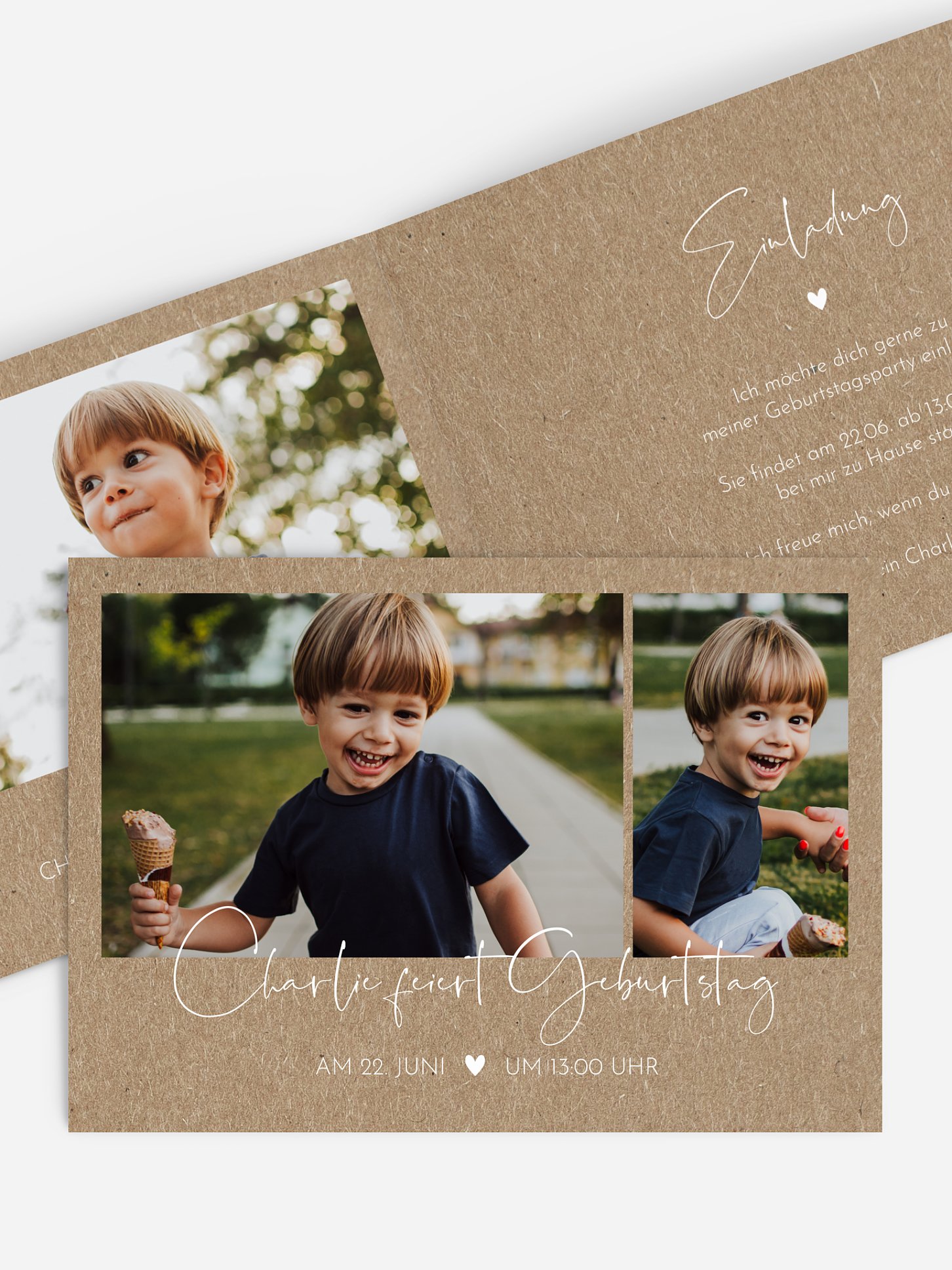 Kindergeburtstagseinladung Crafty Kraftpapier