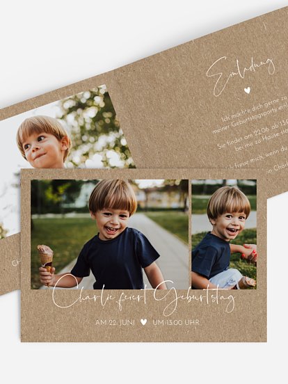 Kindergeburtstagseinladung Crafty Kraftpapier