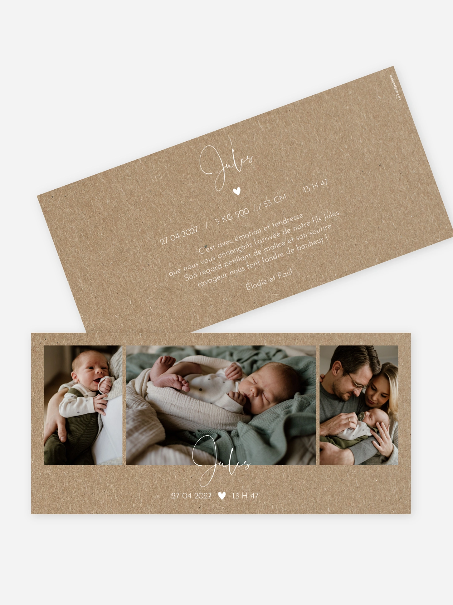 Faire-part naissance Crafty - papier kraft