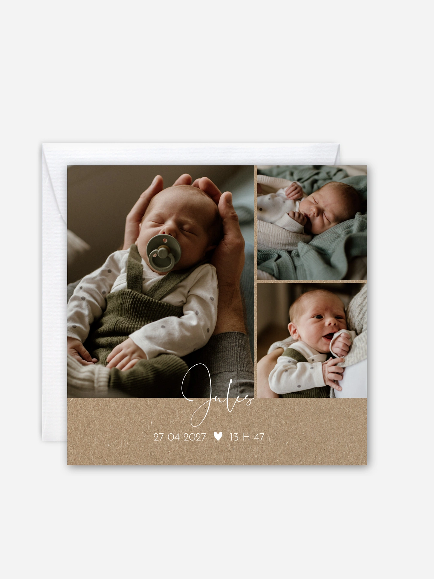 Faire-part naissance Crafty - papier kraft