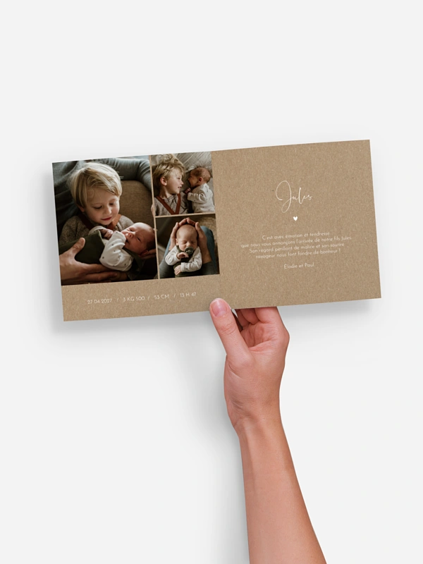 Faire-part naissance Crafty - papier kraft